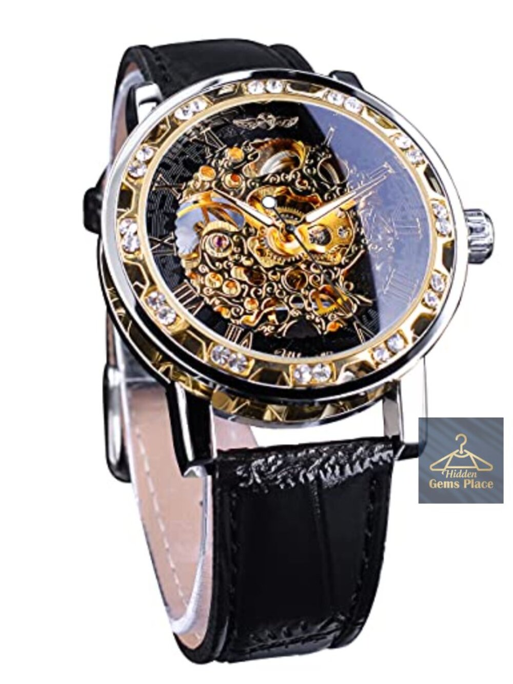 Men's Skeleton Mechanical Watch Roman Numeral Dial Luxury Retro Wrist Watch